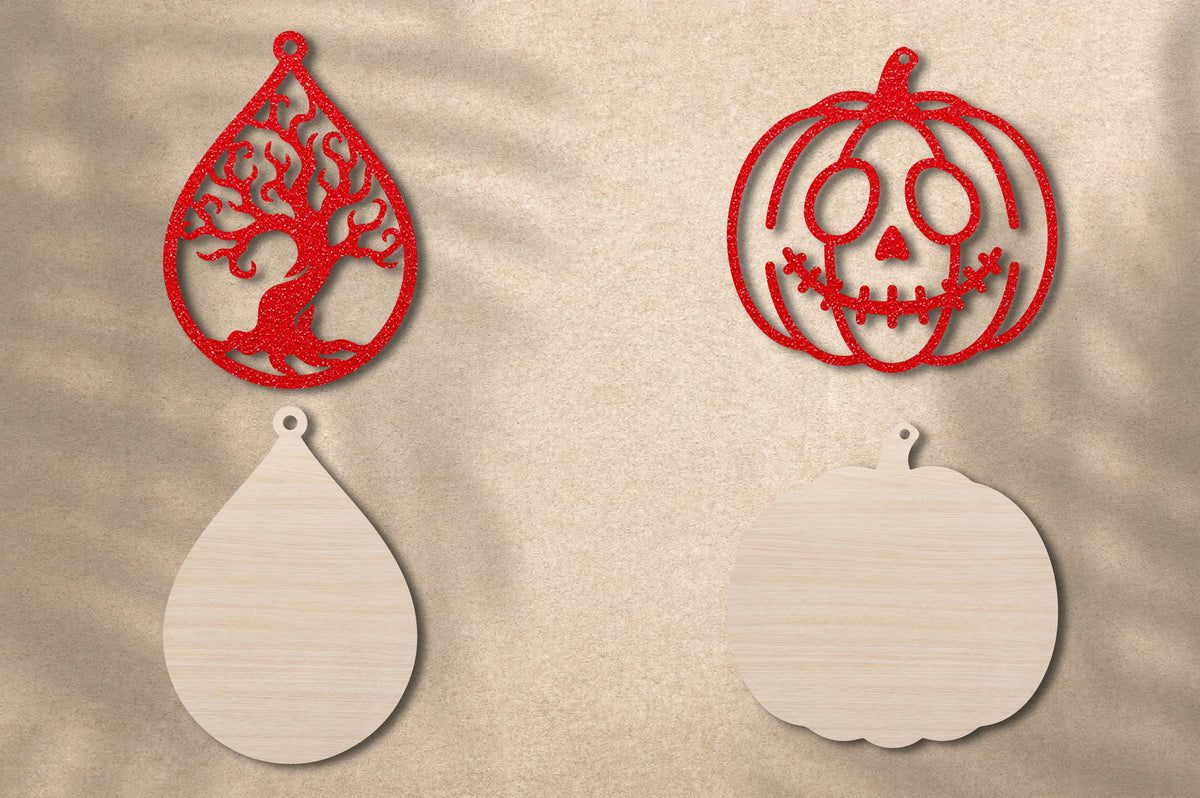 Halloween Earrings SVG Laser Cut Bundle | 6 Spooky Halloween Earring Designs