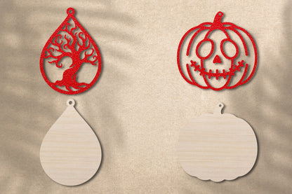 Halloween Earrings SVG Laser Cut Bundle | 6 Spooky Halloween Earring Designs