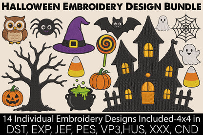 Halloween Embroidery Design Bundle – Spooky Halloween Machine Embroidery Designs, Ghost, Pumpkin, Witch & Fall Embroidery