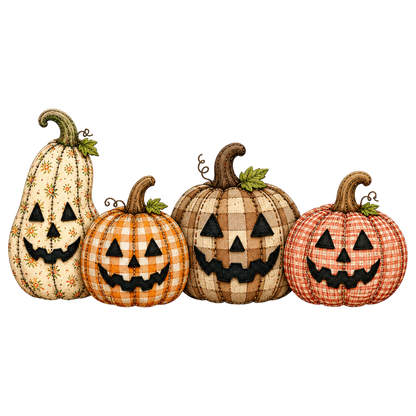 Halloween Fall Patchwork Pumpkin PNG