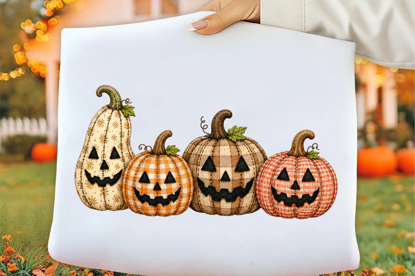 Halloween Fall Patchwork Pumpkin PNG