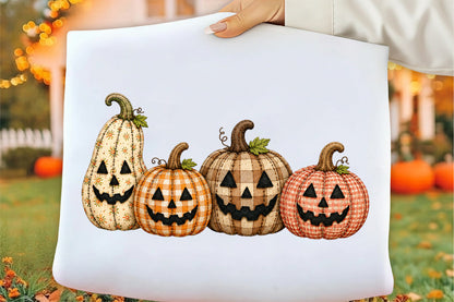 Halloween Fall Patchwork Pumpkin PNG