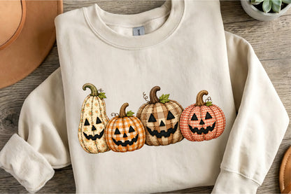 Halloween Fall Patchwork Pumpkin PNG