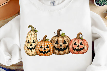 Halloween Fall Patchwork Pumpkin PNG