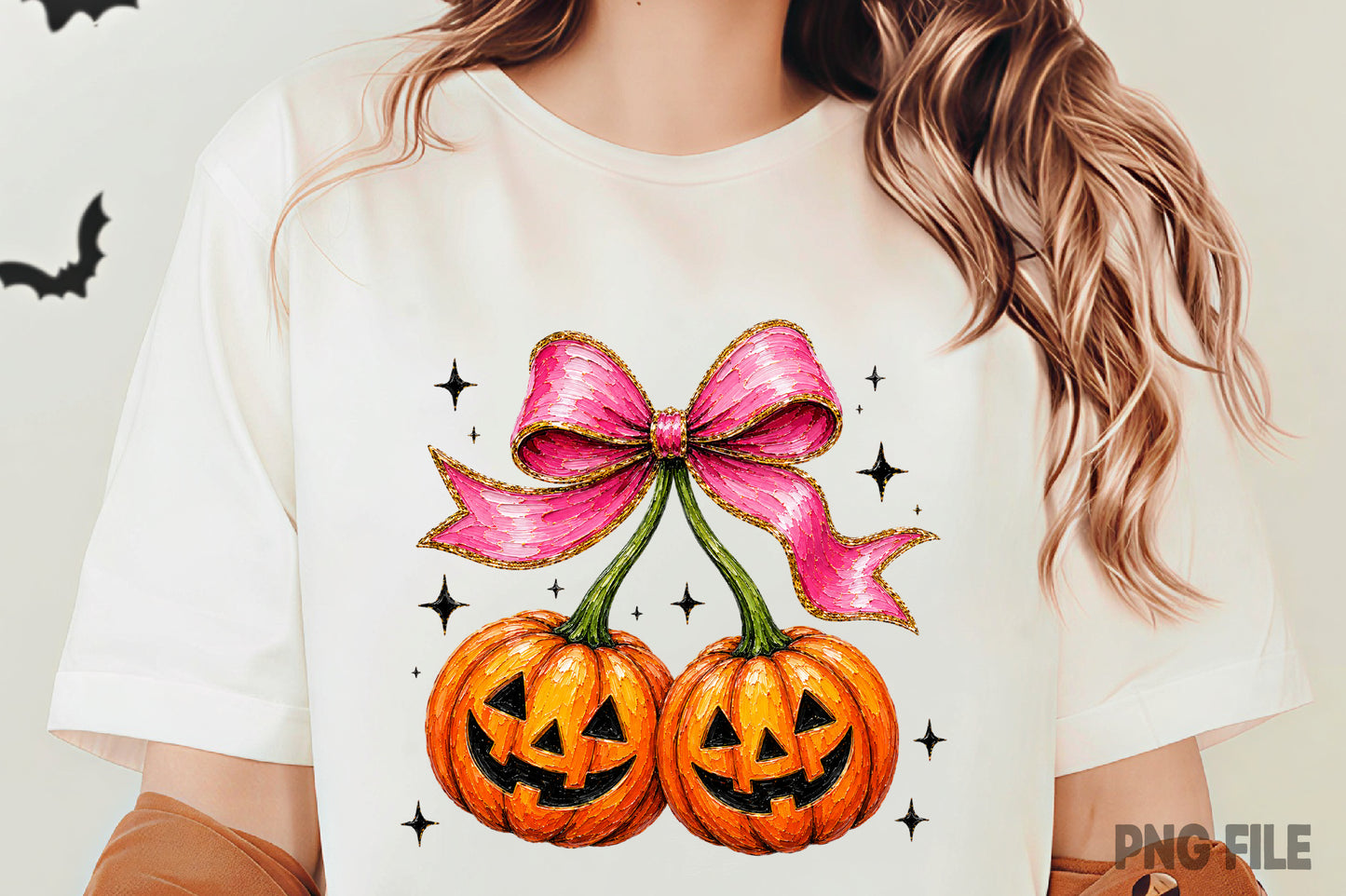 Halloween Pumpkin Bow PNG | Cute Jack O Lantern Pink Bow Fall Pumpkin Coquette Clipart | Spooky Sublimation Design