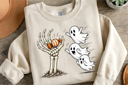 Funny Halloween Ghost Candy Skeleton Hand PNG