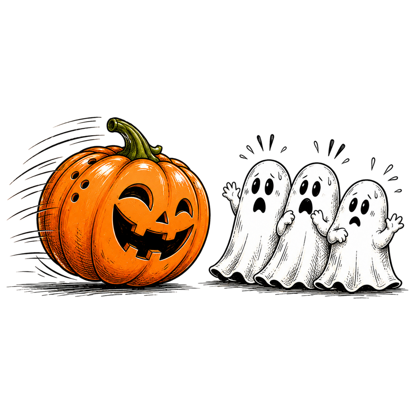 Funny Halloween Pumpkin Ghosts PNG
