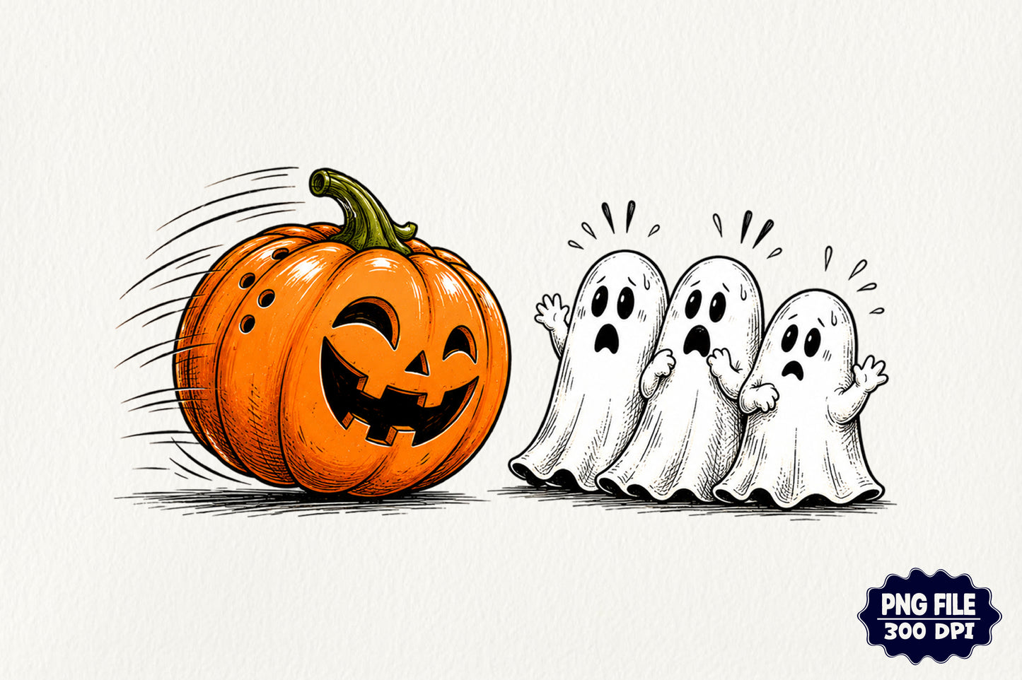Funny Halloween Pumpkin Ghosts PNG