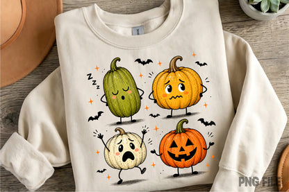 Funny Halloween Pumpkin PNG | Cute Spooky Pumpkin Characters Clipart | Fall Halloween Sublimation Design