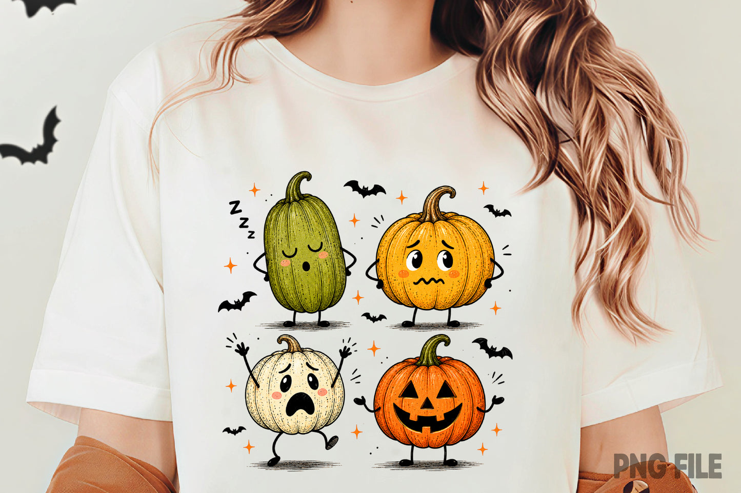 Funny Halloween Pumpkin PNG | Cute Spooky Pumpkin Characters Clipart | Fall Halloween Sublimation Design