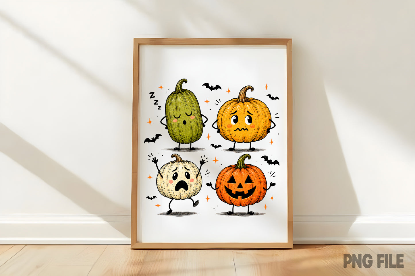 Funny Halloween Pumpkin PNG | Cute Spooky Pumpkin Characters Clipart | Fall Halloween Sublimation Design