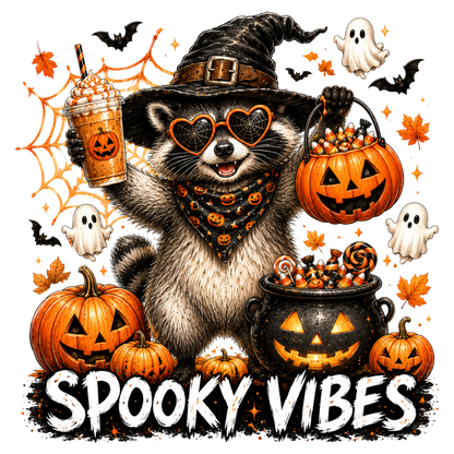 Halloween Funny Raccoon PNG Cute Spooky Animal Fall Sublimation