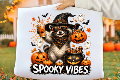 Halloween Funny Raccoon PNG Cute Spooky Animal Fall Sublimation