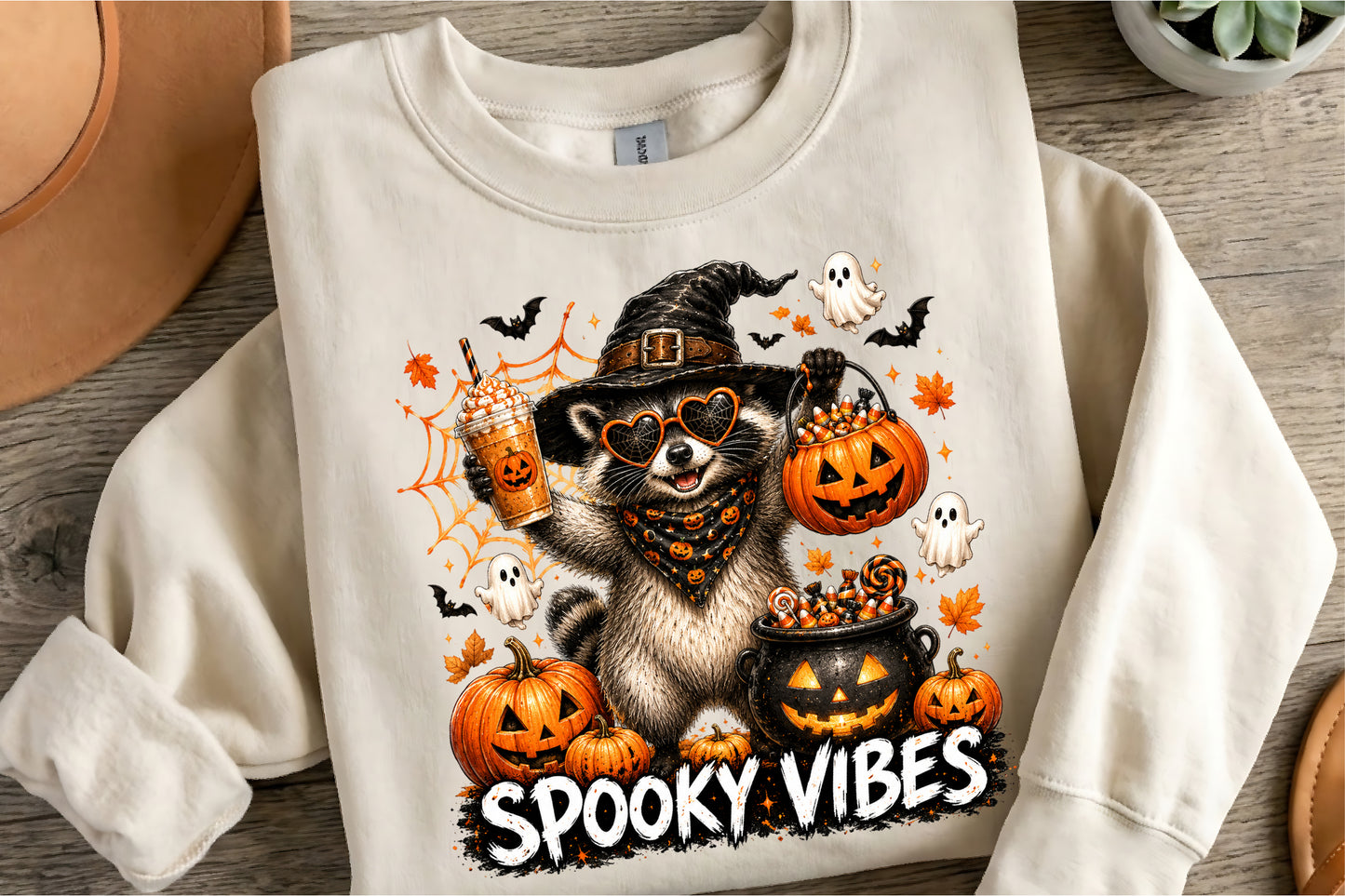 Halloween Funny Raccoon PNG Cute Spooky Animal Fall Sublimation
