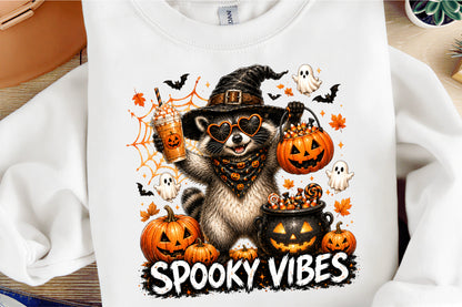 Halloween Funny Raccoon PNG Cute Spooky Animal Fall Sublimation