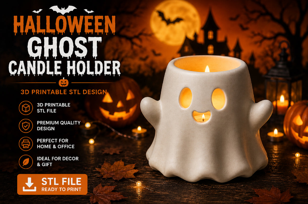 Halloween Ghost Candle Holder 3D STL