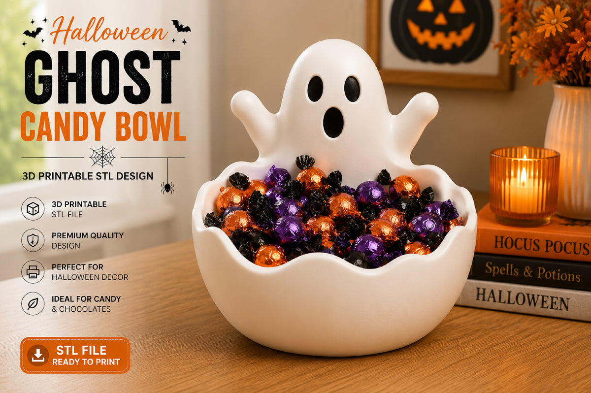 Halloween Ghost Candy Bowl 3D STL File