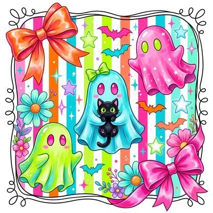 Halloween Ghost Cat Bow PNG