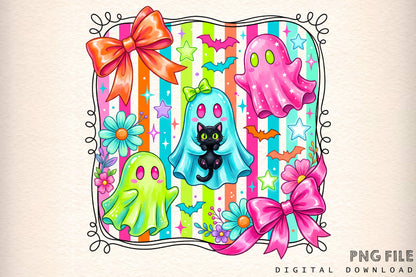 Halloween Ghost Cat Bow PNG