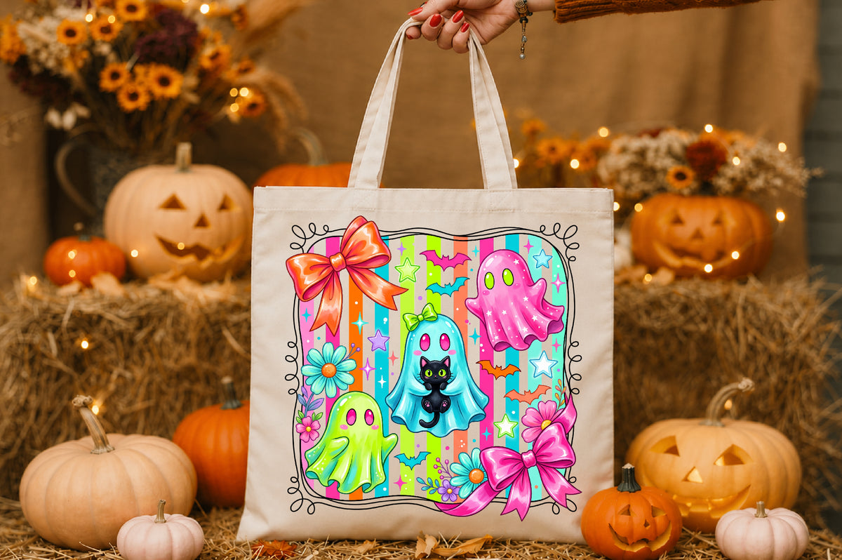 Halloween Ghost Cat Bow PNG