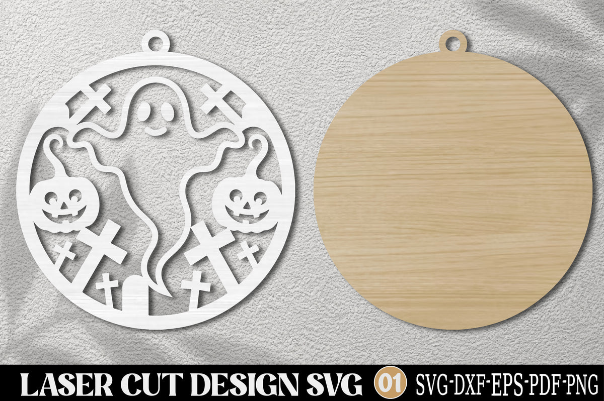 Halloween Ghost Decor SVG Laser Cut | Ghost Pumpkin Halloween Ornament
