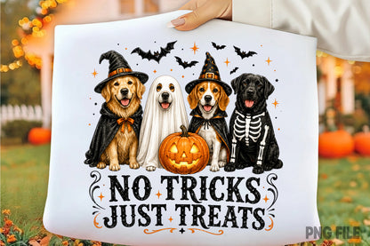 Halloween Ghost Dog PNG | No Tricks Just Treats Spooky Dog Halloween | Cute Puppy Fall Sublimation Design