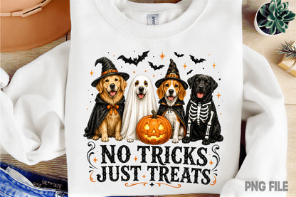 Halloween Ghost Dog PNG | No Tricks Just Treats Spooky Dog Halloween | Cute Puppy Fall Sublimation Design