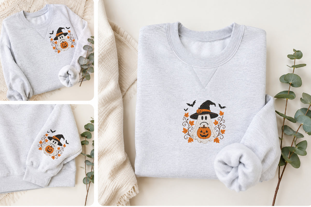 Halloween Ghost Pumpkin Embroidery
