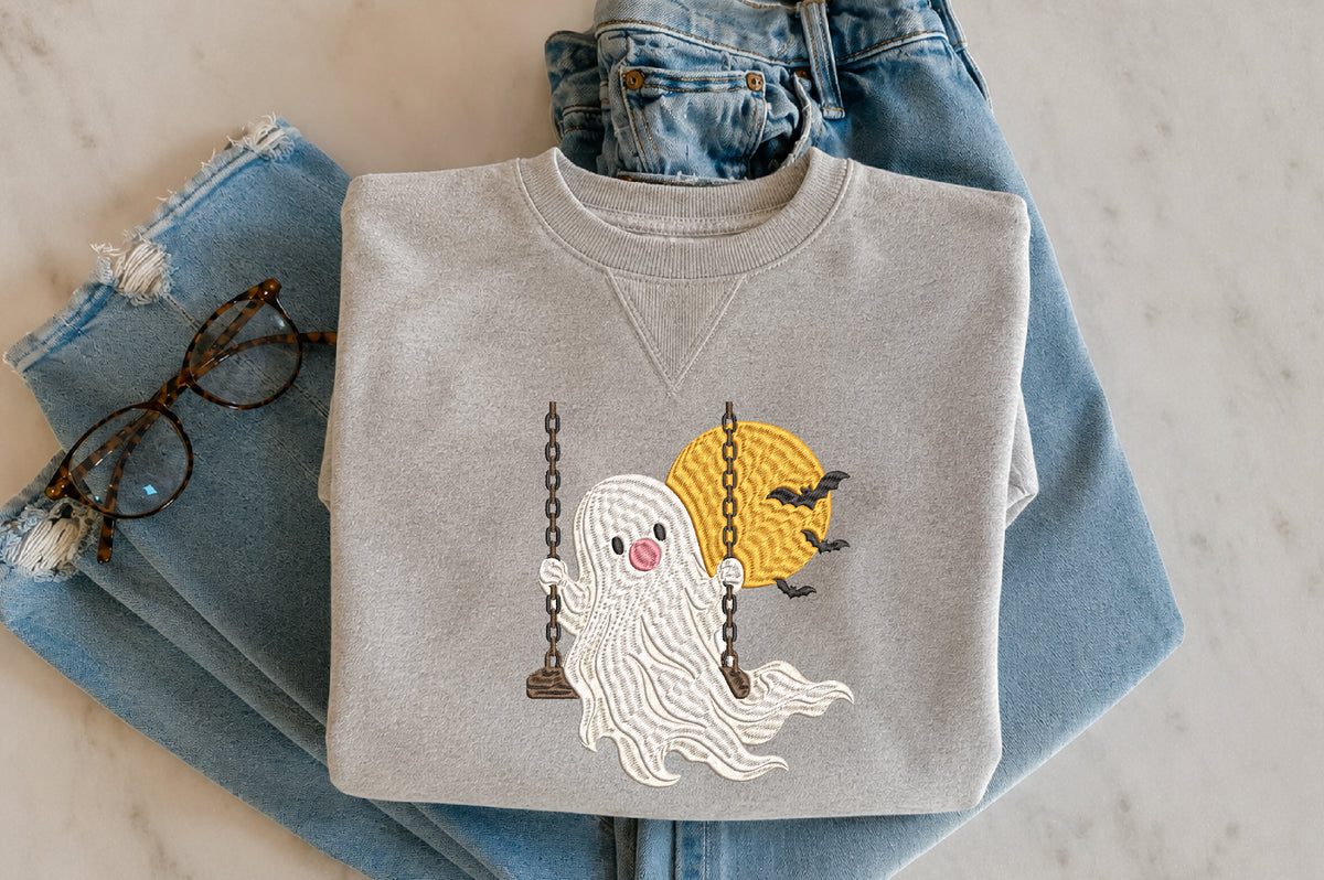 Halloween Ghost Swing Embroidery Design