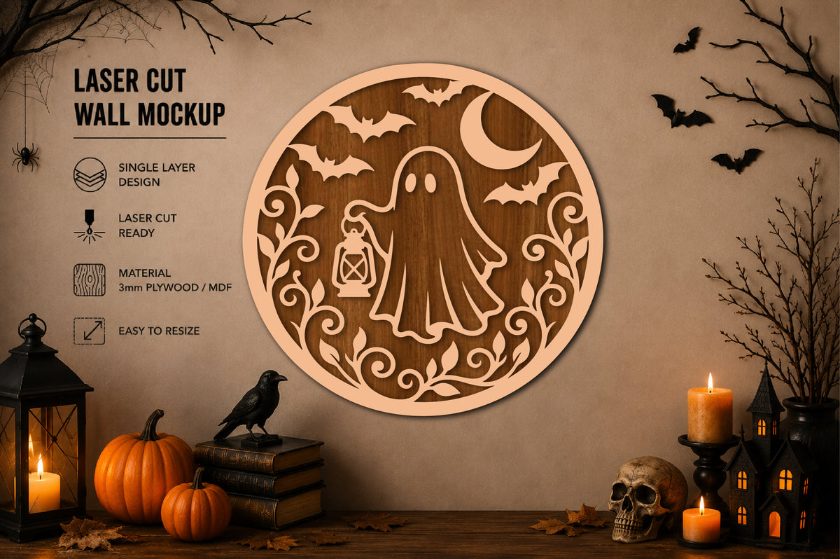 Halloween Ghost Lantern Laser Cut SVG