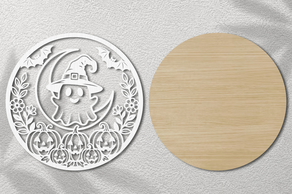 Halloween Ghost Moon Scene SVG