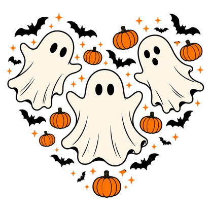 Halloween Ghost Pumpkin PNG | Cute Spooky Ghost Bat Pumpkin Clipart | Halloween Sublimation Design