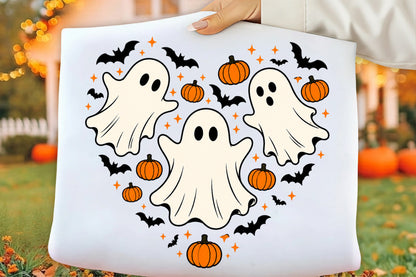 Halloween Ghost Pumpkin PNG | Cute Spooky Ghost Bat Pumpkin Clipart | Halloween Sublimation Design