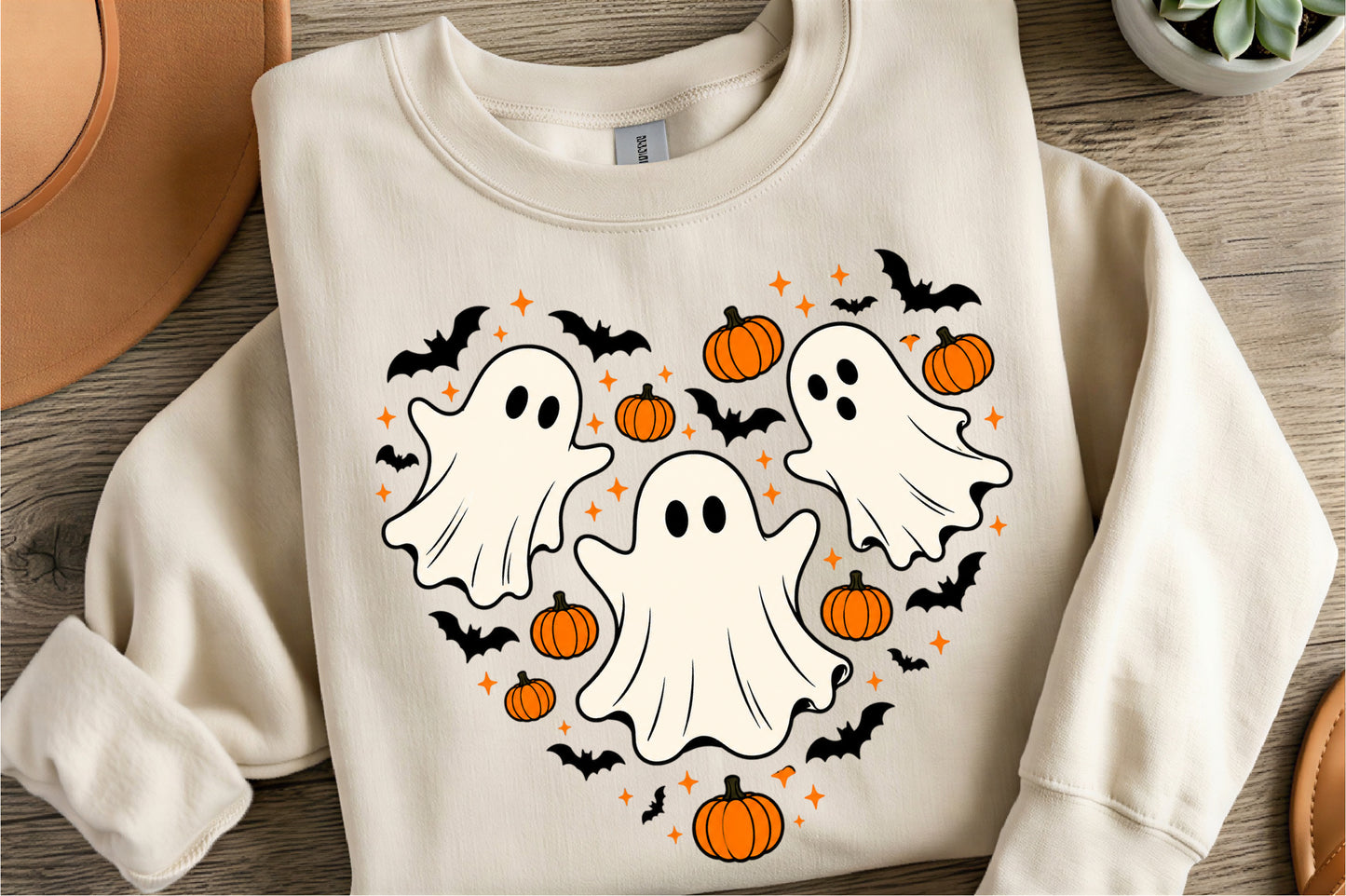 Halloween Ghost Pumpkin PNG | Cute Spooky Ghost Bat Pumpkin Clipart | Halloween Sublimation Design