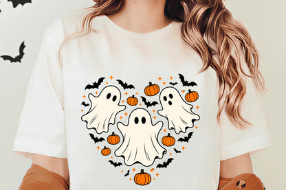 Halloween Ghost Pumpkin PNG | Cute Spooky Ghost Bat Pumpkin Clipart | Halloween Sublimation Design