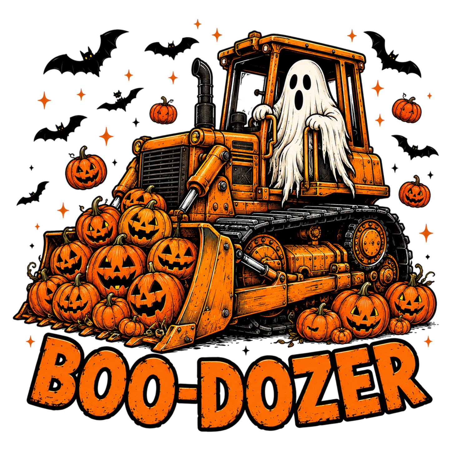 Halloween Ghost Pumpkin Truck PNG | Boo Dozer Halloween Clipart | Spooky Construction Vehicle Pumpkin Sublimation Design
