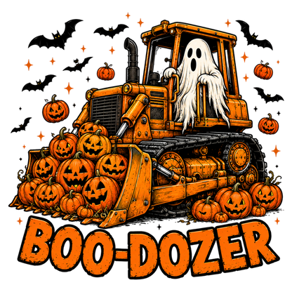 Halloween Ghost Pumpkin Truck PNG | Boo Dozer Halloween Clipart | Spooky Construction Vehicle Pumpkin Sublimation Design