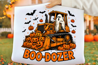 Halloween Ghost Pumpkin Truck PNG | Boo Dozer Halloween Clipart | Spooky Construction Vehicle Pumpkin Sublimation Design