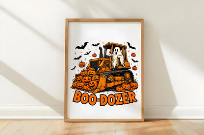 Halloween Ghost Pumpkin Truck PNG | Boo Dozer Halloween Clipart | Spooky Construction Vehicle Pumpkin Sublimation Design