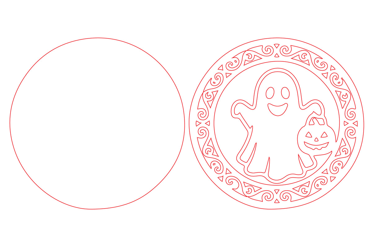 Halloween Ghost Pumpkin Round Door Hanger SVG