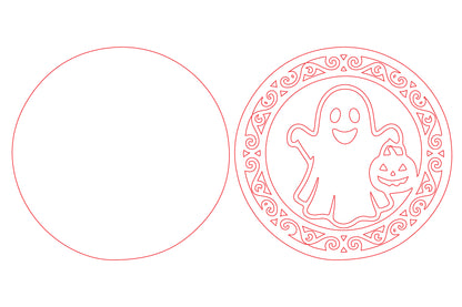 Halloween Ghost Pumpkin Round Door Hanger SVG