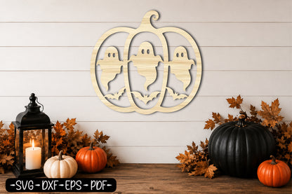 Halloween Ghost Pumpkin SVG | Ghost Pumpkin Laser Cut SVG