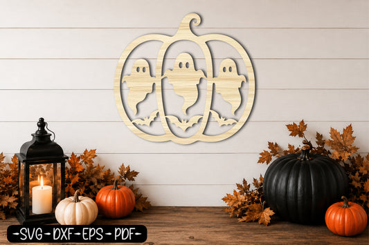 Halloween Ghost Pumpkin SVG | Ghost Pumpkin Laser Cut SVG