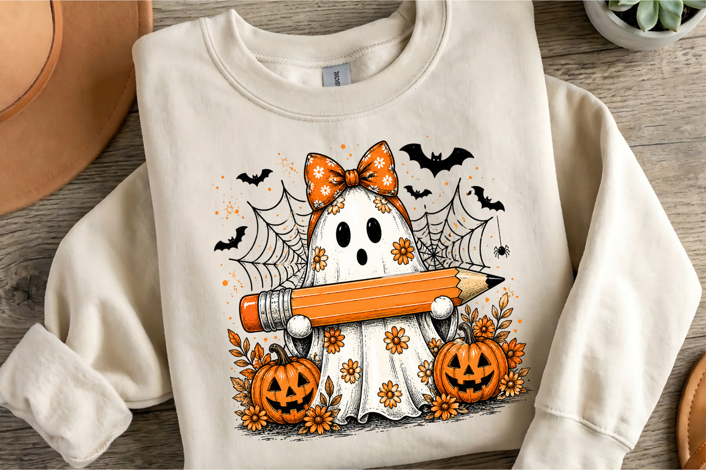 Halloween Ghost Teacher Pencil PNG Sublimation