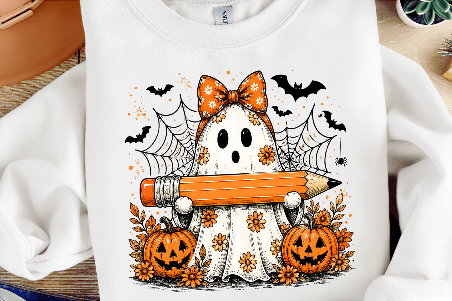 Halloween Ghost Teacher Pencil PNG Sublimation