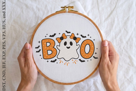Halloween Girl Ghost Embroidery Design – Cute Spooky Girl Ghost Machine Embroidery Pattern, Halloween Ghost Embroidery Design