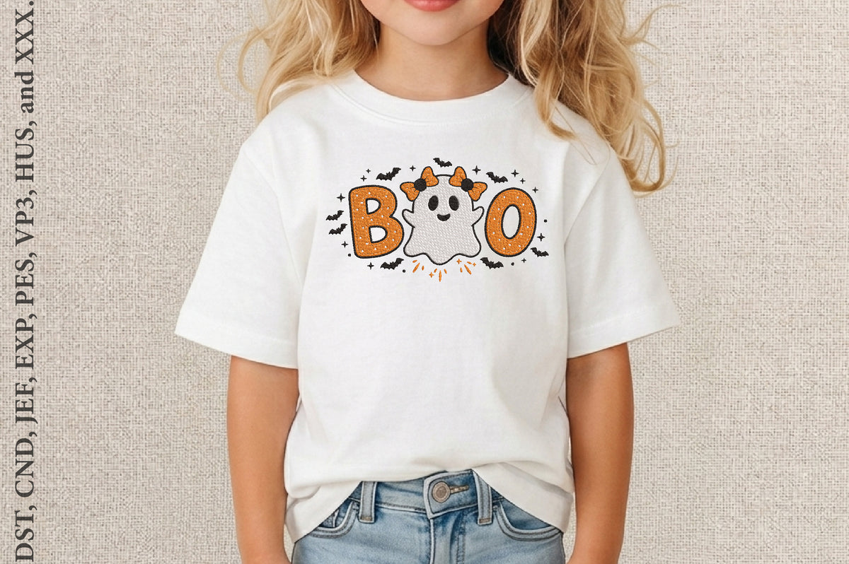 Halloween Girl Ghost Embroidery Design – Cute Spooky Girl Ghost Machine Embroidery Pattern, Halloween Ghost Embroidery Design