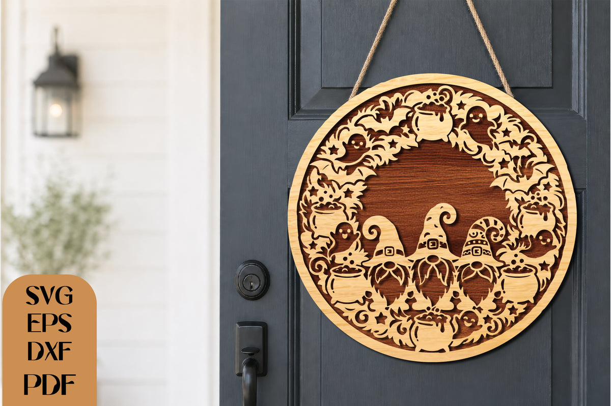 Halloween Gnome Wreath SVG