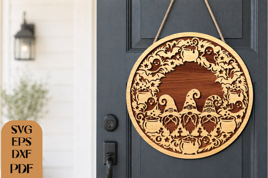 Halloween Gnome Wreath SVG
