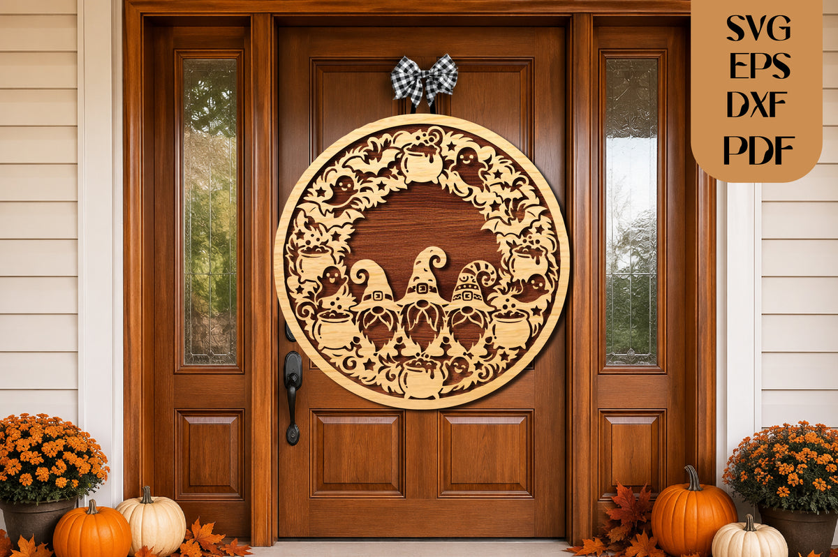 Halloween Gnome Wreath SVG